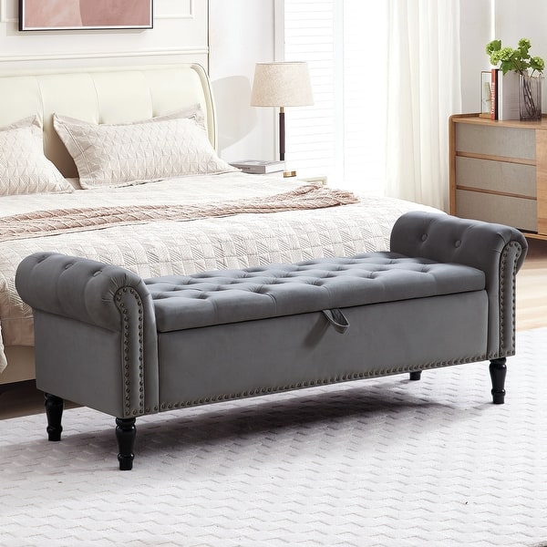 Velvet Storage Bench For End Of King Size Bed Bed Bench King Size