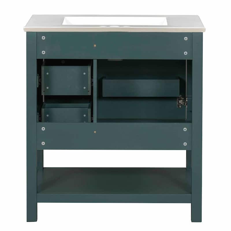 30" Transitional Style Bathroom Vanity with Ceramic Sink Combo