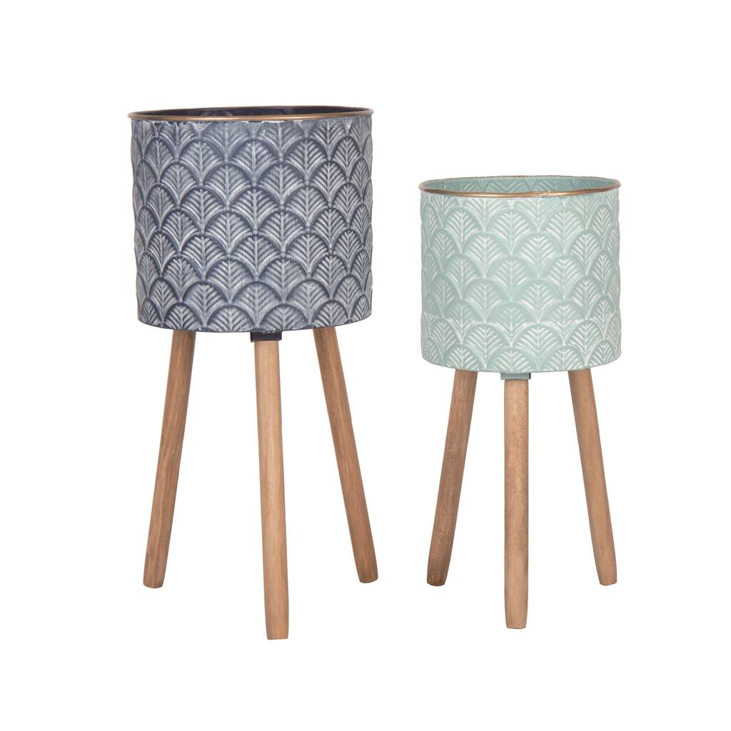 Transpac Metal 20.9" Multicolor Spring Standing Mermaid Containers Set of 2