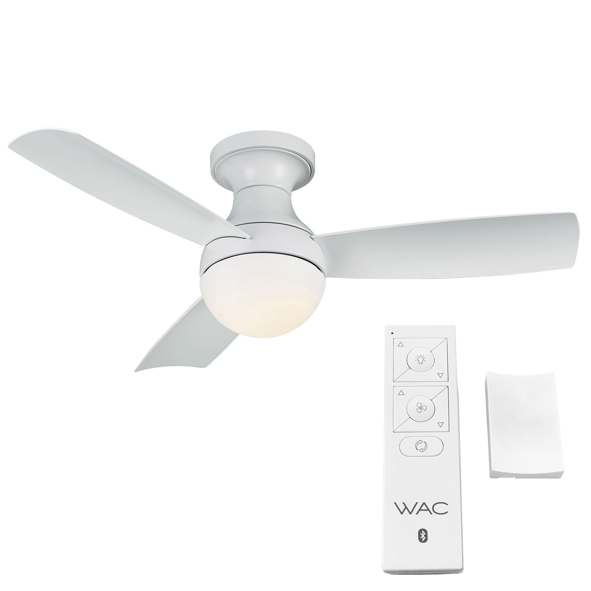 Orb 3 Blade 54in Smart Compatible Flush Mount Ceiling Fan In Matte White With 3000k Led Light Kit And Remote Control Overstock 30997556