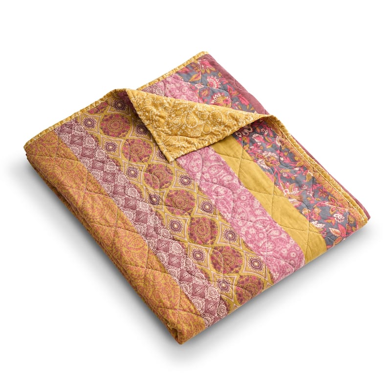 Greenland Home Fashions Marigold Vintage Boho Reversible Paisley Throw