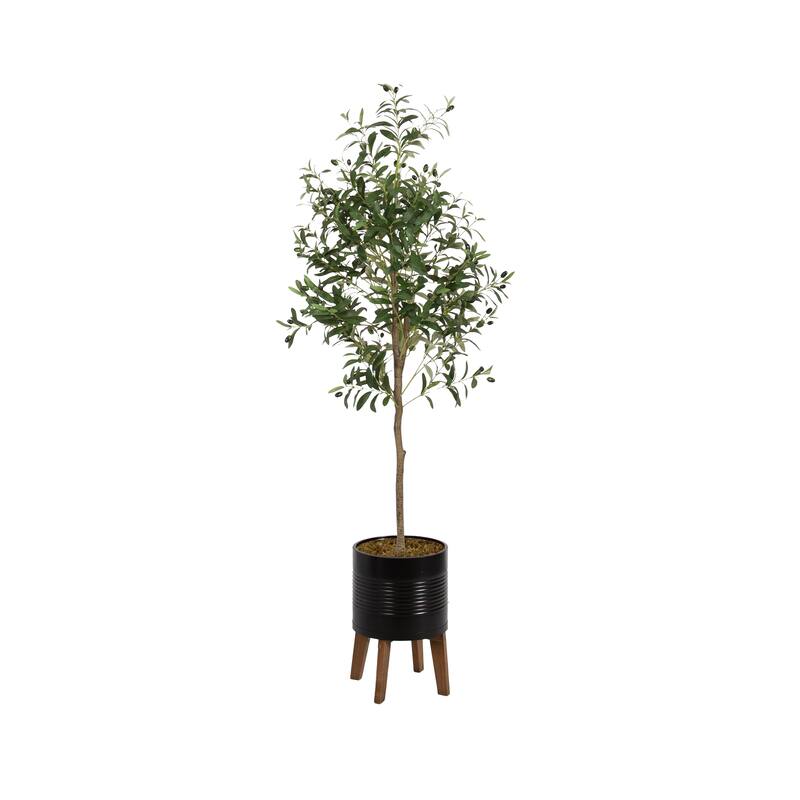 Kate and Laurel Oliveira Faux Olive Tree - 5.5ft - Black/Rustic Brown