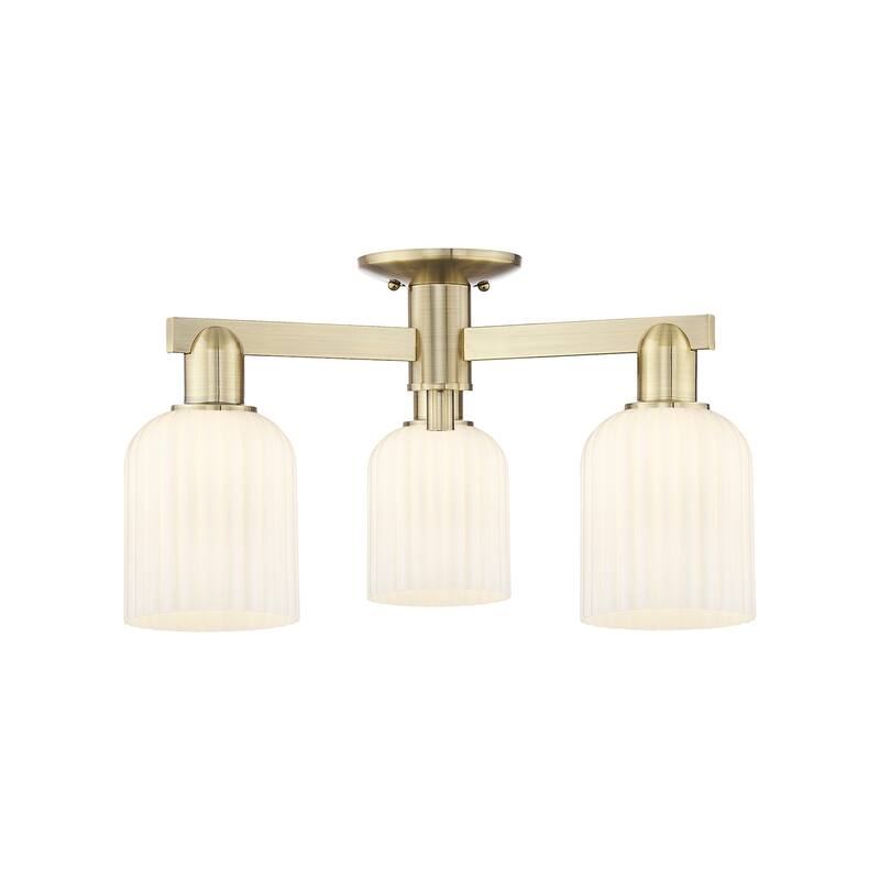 Innovations Lighting 716-3F-11-23 Bridal Veil Semi-Flush Bridal Veil 3 - Antique Brass / Gloss White