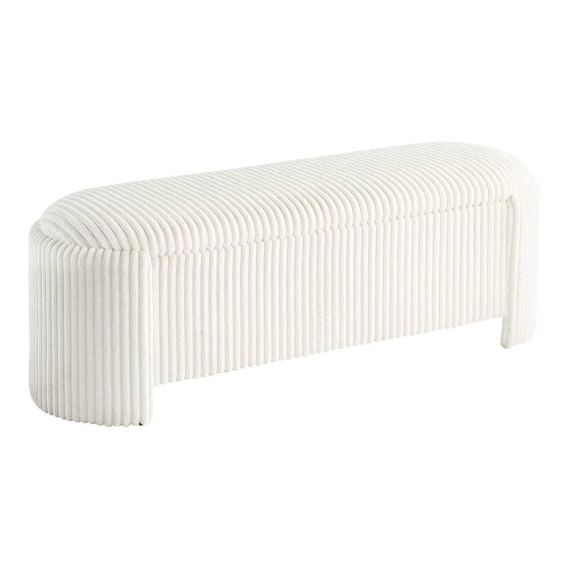 247 Shop At Home Modern Oval Chenille Storage Bench - Beige Pink