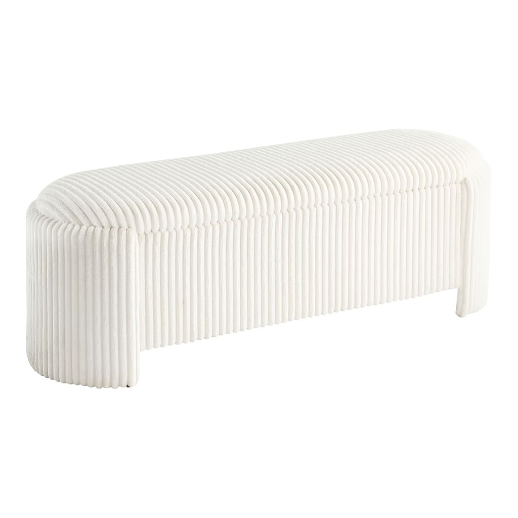 247 Shop At Home Modern Oval Chenille Storage Bench