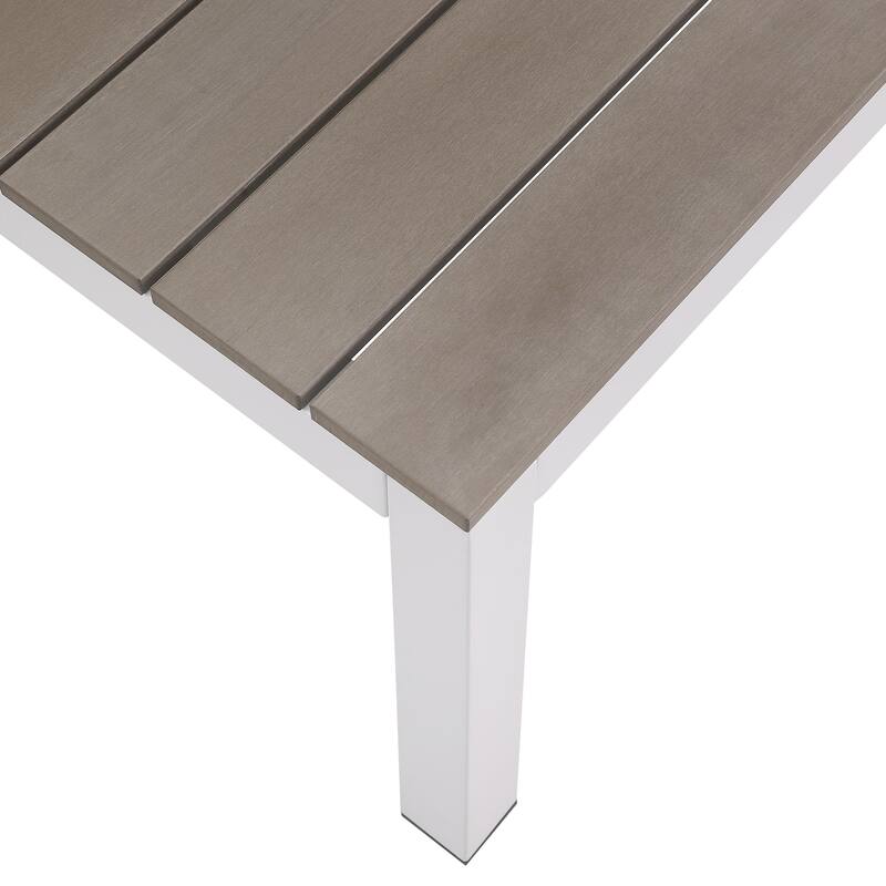 Vermont 4-Piece Aluminum Conversation Set with Slatted Faux Wood Top
