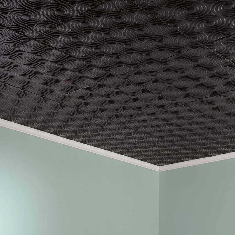 FASÄDE Cyclone Decorative Vinyl 2ft x 2ft Glue Up Ceiling Panel in Gloss White 5 Pack