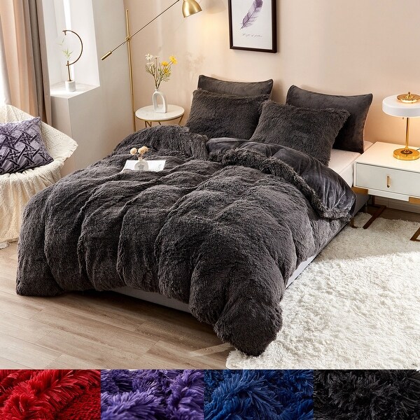 3/5 Piece Shaggy Duvet Cover Set (No Insert). Opens flyout.