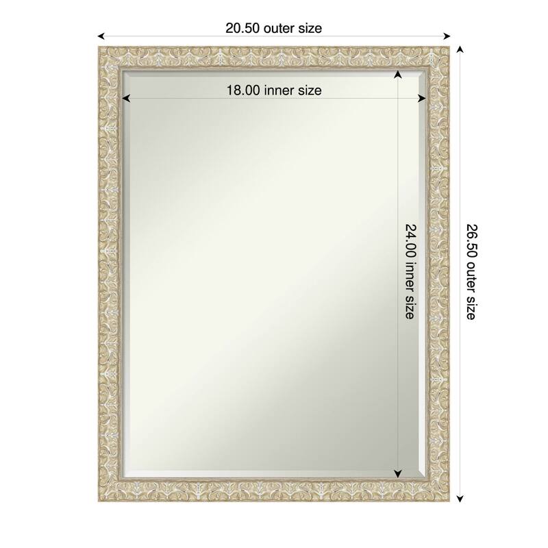 Lila Half-Inch-Bevel Wood Framed Bathroom Vanity Wall Mirror - 21 x 27 in - Lila Silver