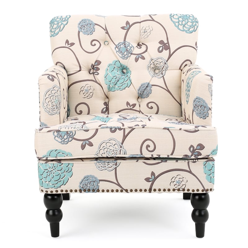 Harrison Floral Fabric Tufted Club Chair by Christopher Knight Home - 28.00" L x 29.50" W x 33.50" H