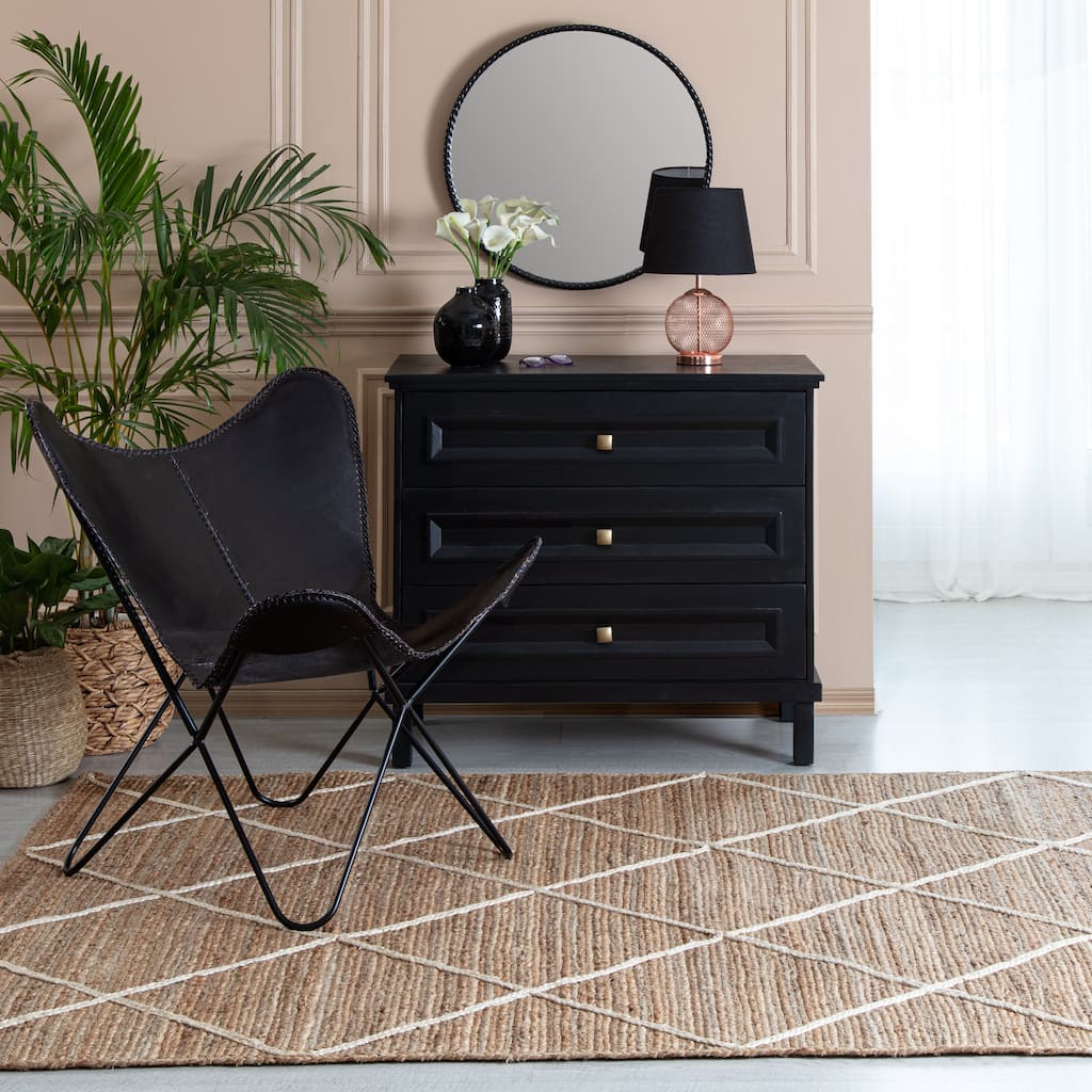 Jani Domme Natural & Ivory Diamond Braided Area Rug - Elegant and Durable Floor Covering