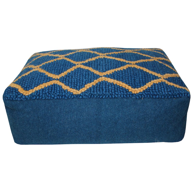 Jiti Indoor & Outdoor Bohemian Woven Casual Rectangle Lounging Pouf Ottoman Seating for Indoor Space 28 x 44 x 15