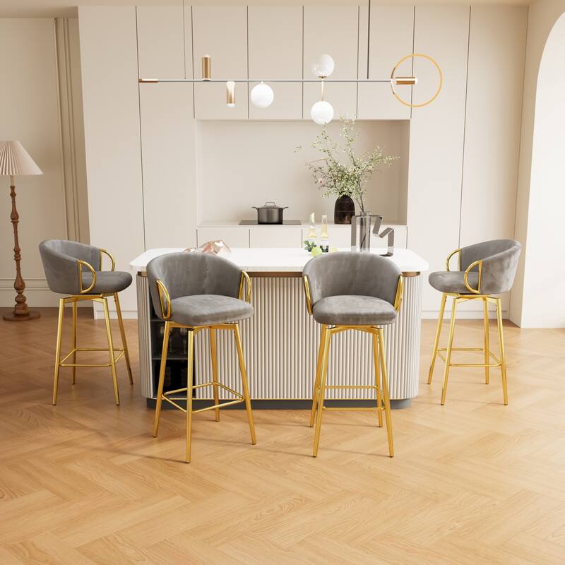 30 Inch Dining Chairs Set Of 4 Modern Style 360°Swivel Bar Chairs With Simple Design