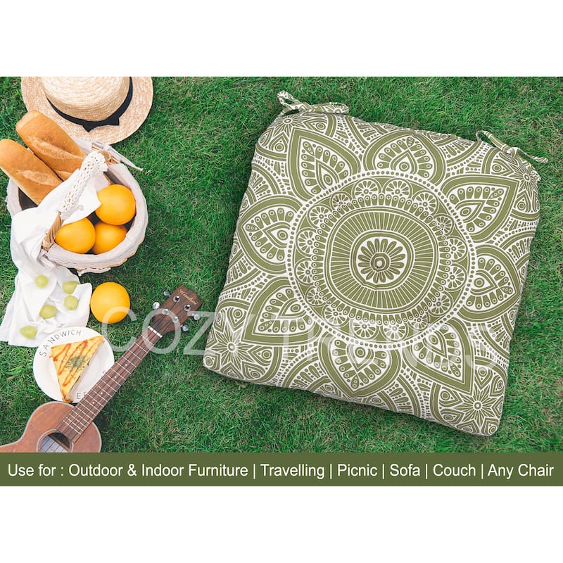 Waterproof Indoor Outdoor Chair Seat Pads Cushion – 19x19 Inches with ties | Set of 2