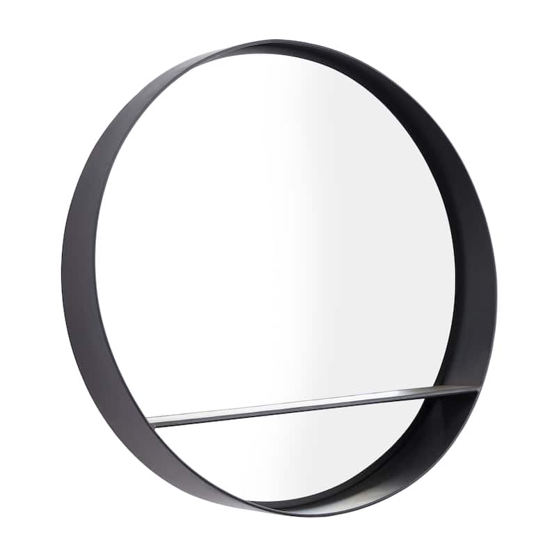 Metal 1 Shelf Wall Mirror - Black - Roche River Decor - 5"W x 24"L x 24"H
