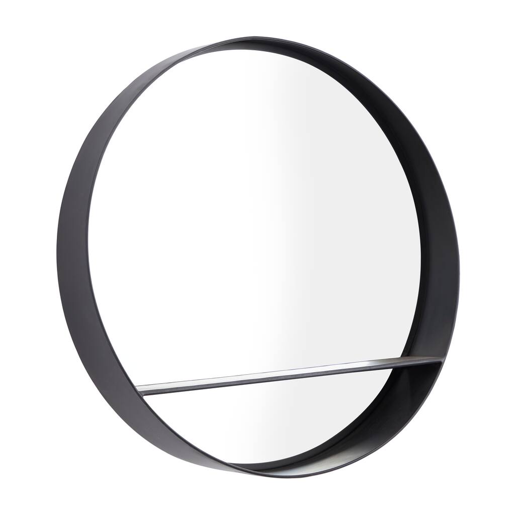 Metal 1 Shelf Wall Mirror - Black - Roche River Decor - 5"W x 24"L x 24"H