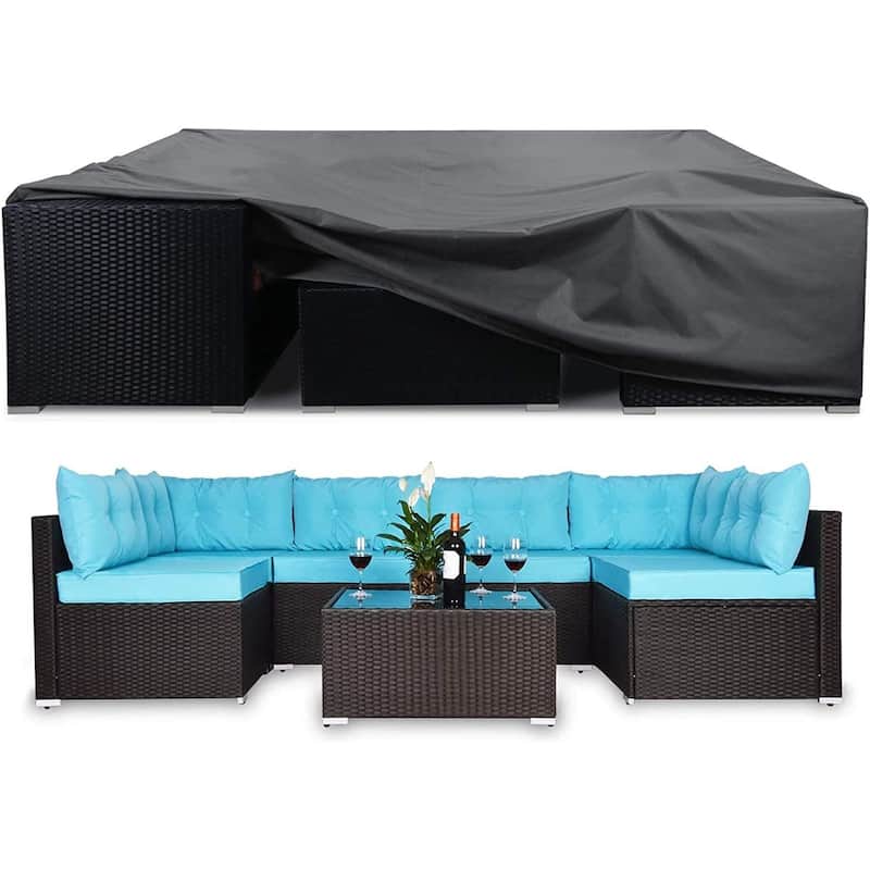 Patio Furniture Cover Heavy Fabric Waterproof UV Resistant - 128"x84"x28.5"