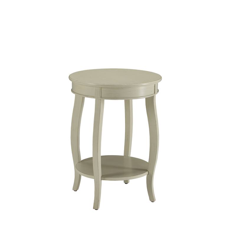 Charming Antique White Accent Table with Open Shelf Storage