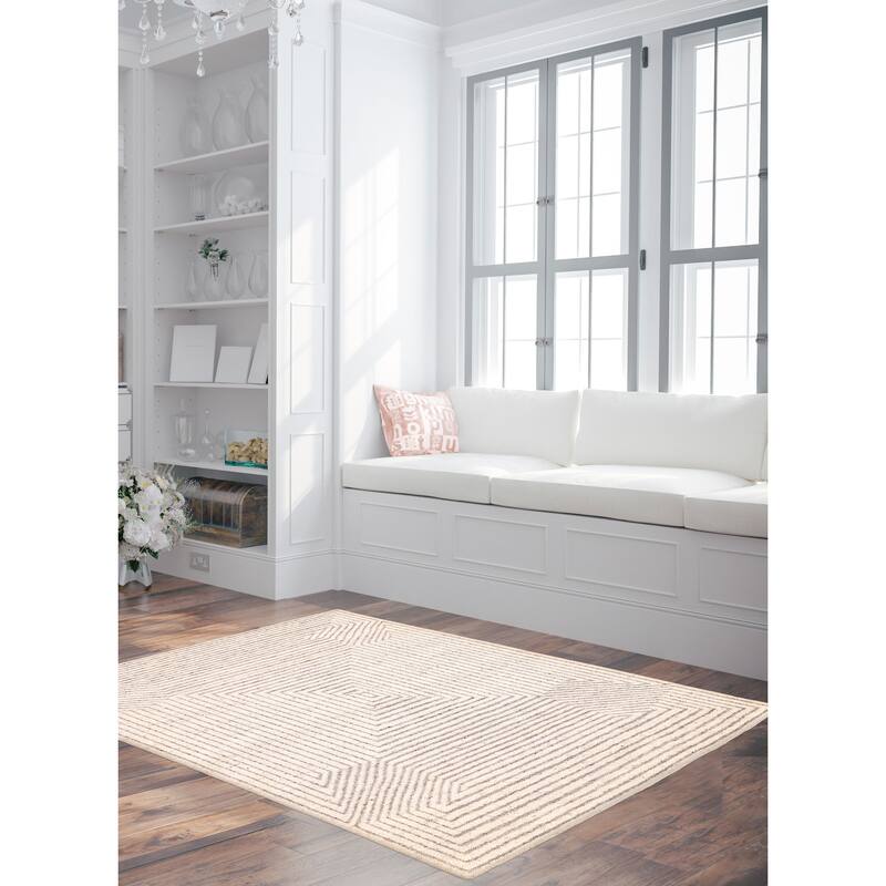 ECARPETGALLERY Hand-knotted Tangier Cream Wool Rug - 5'4 x 7'7
