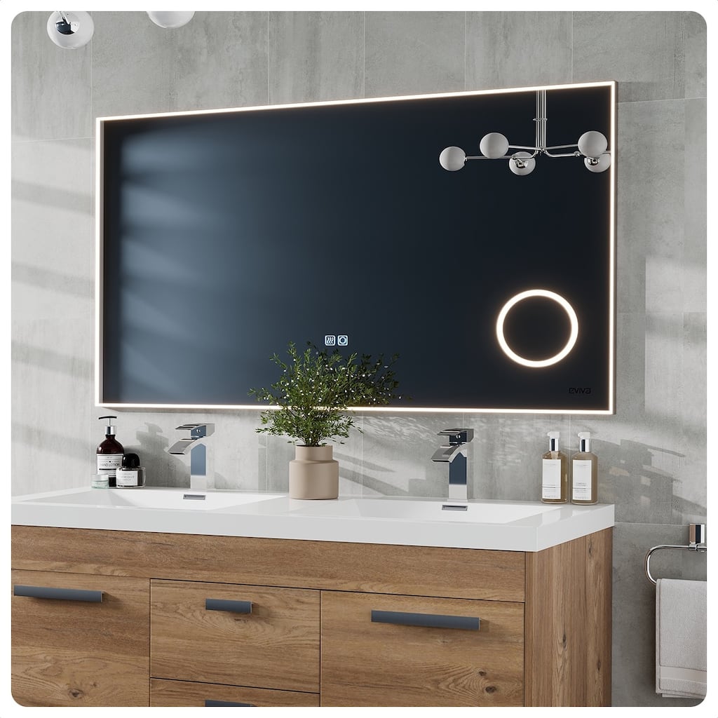 Eviva Illuminate 42" x 30" Rectangular Chrome Aluminum Framed Mirror