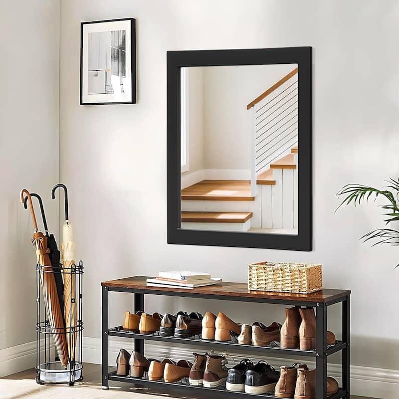 Farmhouse Style Wooden Square Mirror, Pastoral Style in The Bathroom - 30X40 - Black