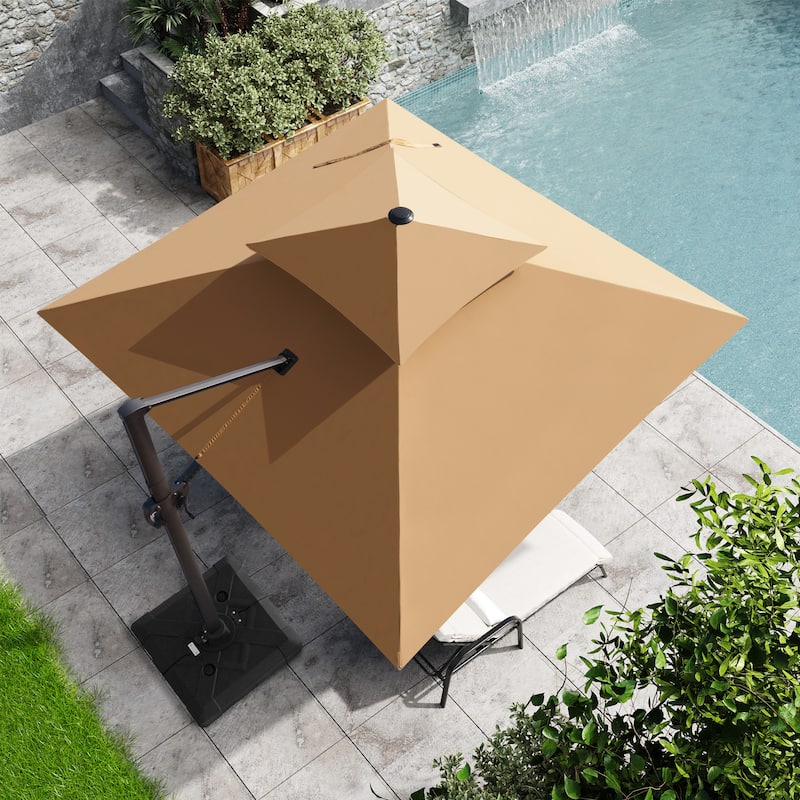 Outdoor 10FT Square Offset Cantilever Patio Umbrella 360-Degree Rotation