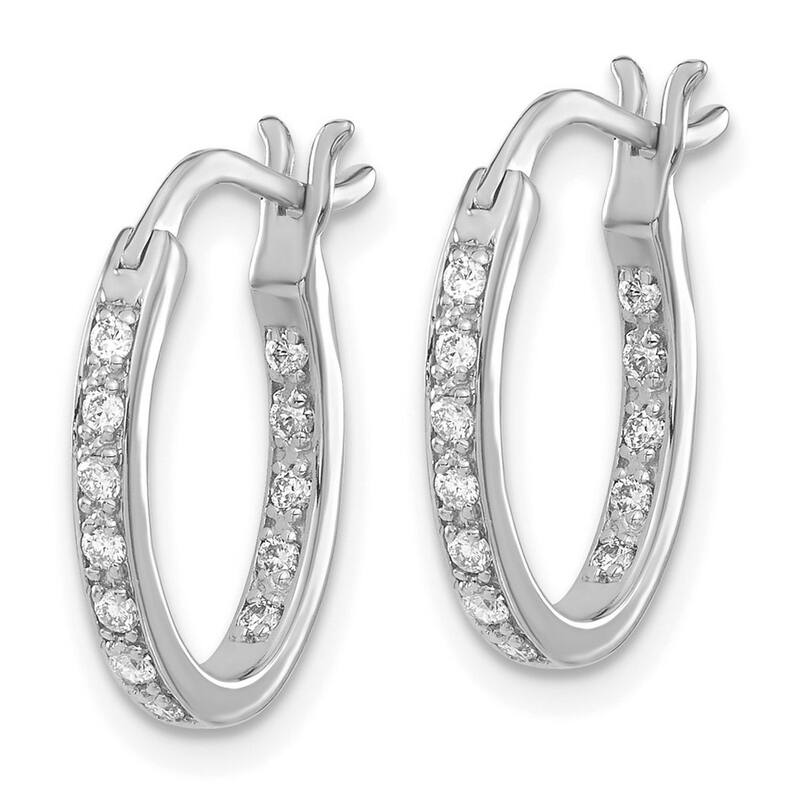 Curata 14k White Gold Diamond In Out Hoop Earrings - 15x14mm Wide 2mm Thick