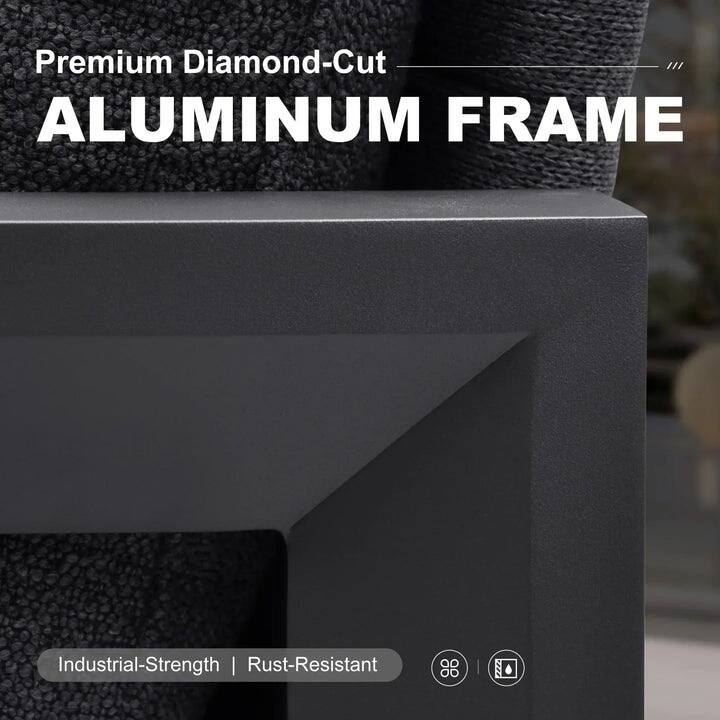 PURPLE LEAF Caesar Enclosed Grey Outdoor Couch with 9.6" Thick for Yard Porch Deck Patio Conversation Sets