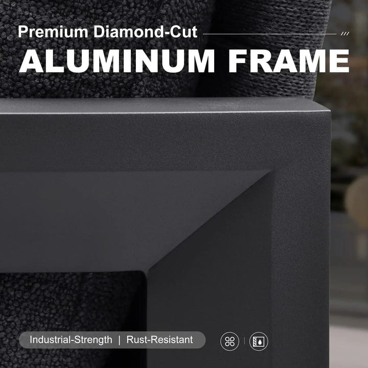 PURPLE LEAF Caesar Open-End Grey Outdoor Couch with 9.6" Thick for Yard Porch Deck Patio Conversation Sets