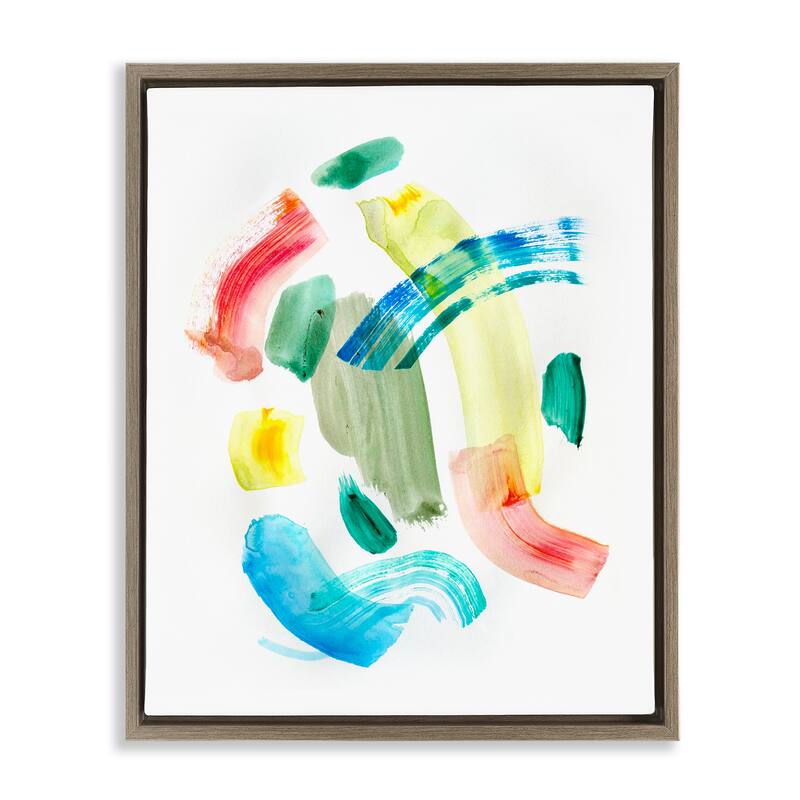 Stupell Curved Retro Abstraction Framed Floater Canvas Wall Art Design By Gemma Bardot - 17 x 21 - Brown