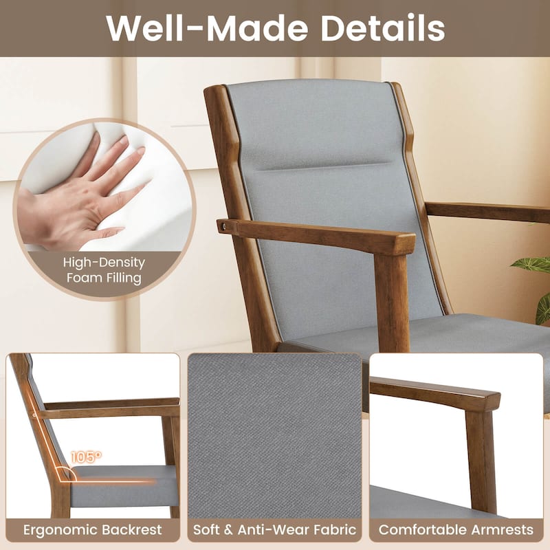 Costway 2/4 PCS Mid-Century Modern Dining Chairs Upholstered Wooden