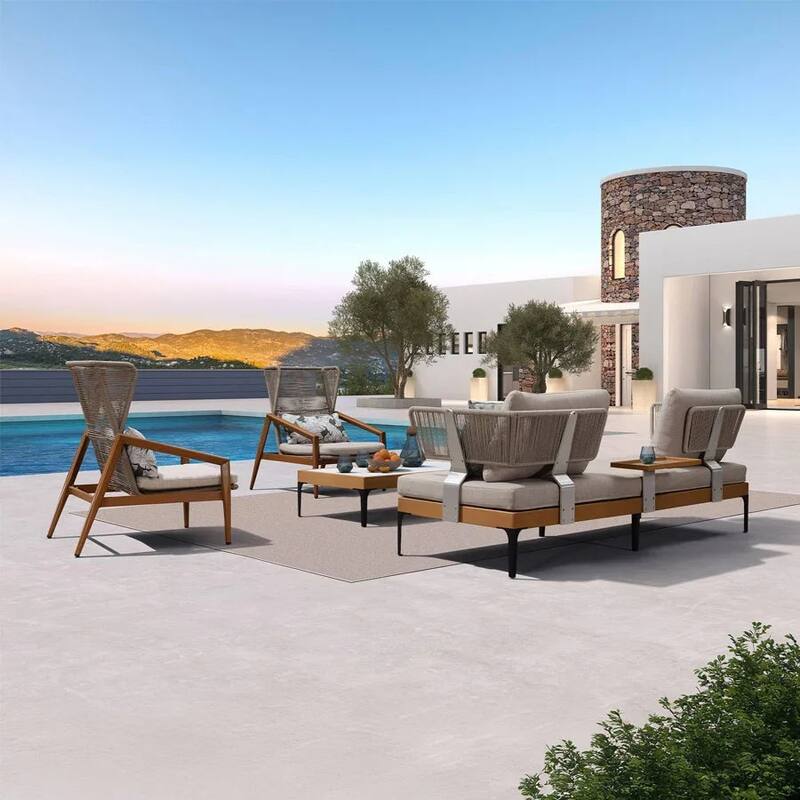 PURPLE LEAF Melben Light Grey Modular Outdoor Sectional with Cushions Flexible Layout Patio Conversation Set Couch