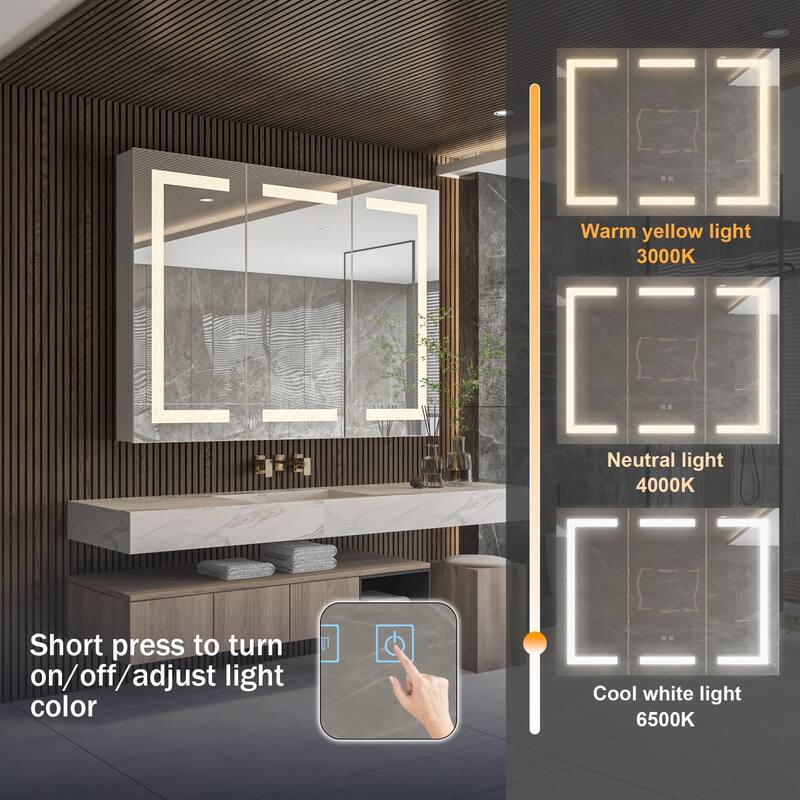 Wall LED Bathroom Cabinet with Lighting and Defogger Medicine Cabinet