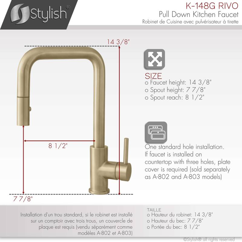 Single Handle Pull Down Kitchen Faucet with Water Tap in Gold K148GK147G