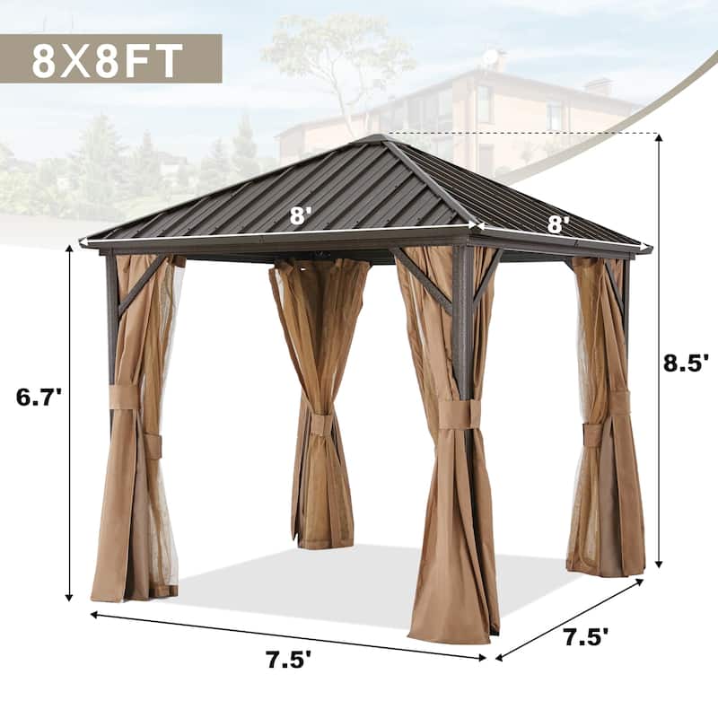 ABCCANOPY Outdoor Hardtop Gazebo with Galvanized Steel Double Roof