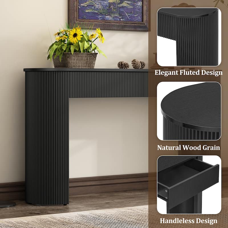 Fluted Design 54" Entryway Table with and Storage Drawers