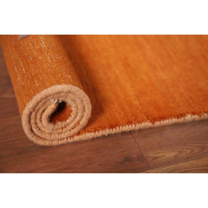 Modern Gabbeh Oriental Rug Handmade Accent Wool Carpet - 3'4"x 4'10"