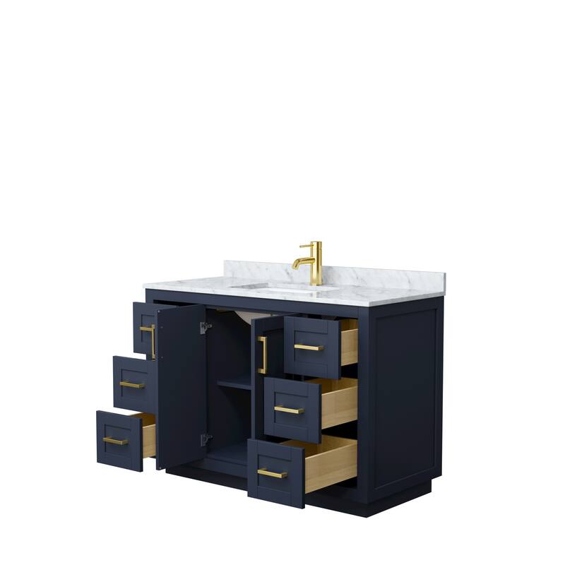 Miranda Single Vanity Set, White Carrara Marble Top, No Mirror