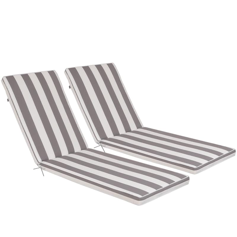GDFStudio Bula Outdoor Chaise Lounge Cushion with Removable Cover (Set of 2)-ONLY CUSHION - 74.41" x 22.05"