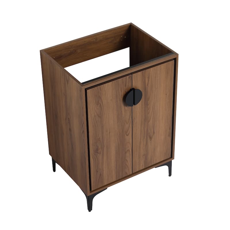 24'' Bathroom Vanity without Top Sink, Modern Bathroom Storage Cabinet with 2 Soft Closing Doors, Single Sink Bathroom Vanity - Brown