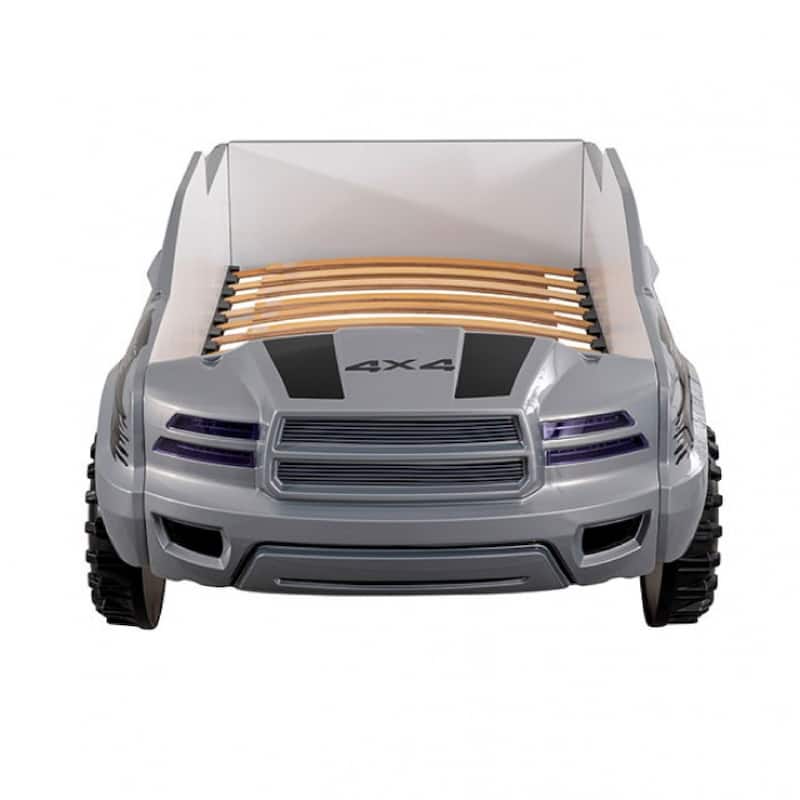Tonie Truck Twin Bed, Interactive Lights and Sound Effects, Gray ABS