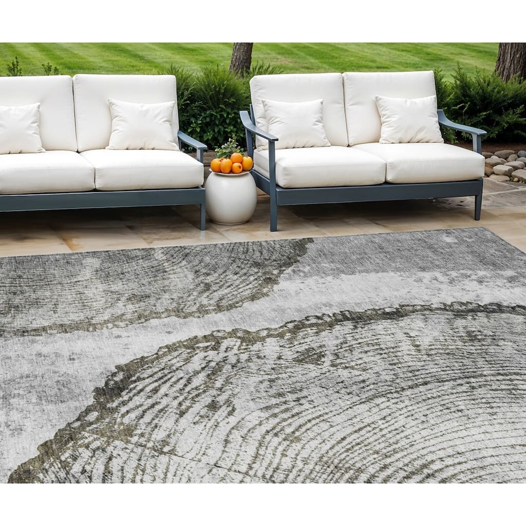 HomeRoots Abstract Transitional Rectangle Outdoor Rug
