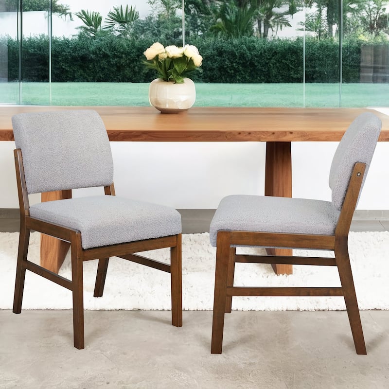 GDFStudio - Weston Modern Wood Upholstered Linen Dining Chair Set with Full-back Support, Set of 2 - 22"W