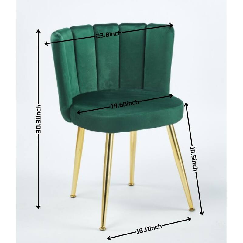 Modern Velvet Dining Chair Set of 2, with Iron Tube Golden Legs and Comfortable Backrest