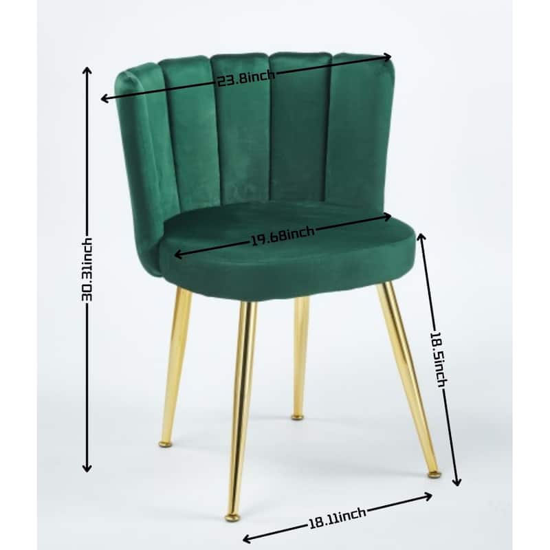 Modern dining chair(set of 2 ) with iron tube golden color legs, velvet and comfortable backrest