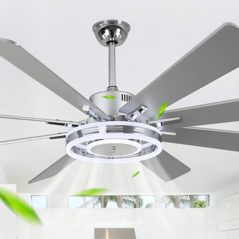 Cusp Barn 72" Modern LED Ceiling Fan with Lights and Remote, Reversible 6 Speeds Chandelier Ceiling Fan for Large Room - Chrome