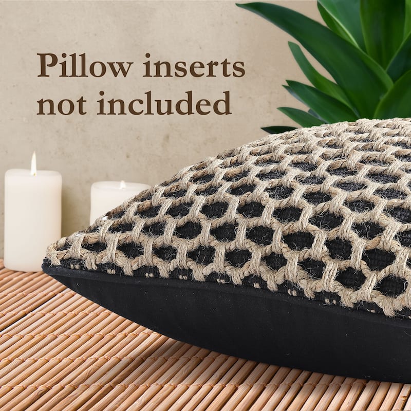 Boho Living Jada Braided Cotton/Jute Throw Pillow Covers