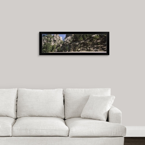 "Road passing through mountain, Mt Rushmore, South Dakota" Black Framed Print