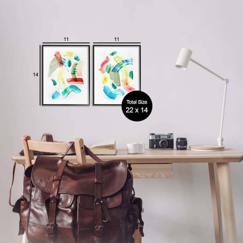 Stupell Macarana Abstract Hues Framed Giclee Art Design By Gemma Bardot (Set of 2)