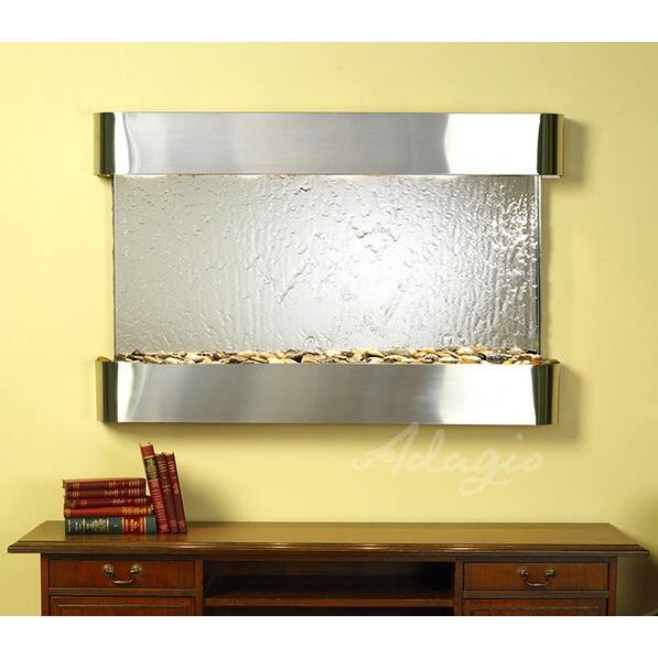 Adagio Sunrise Springs Wall Fountain Silver Mirror Stainless Wall Fountain Silver Mirror